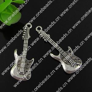 Pendant. Fashion Zinc Alloy jewelry findings. Guitar 35x12mm. Sold by Bag