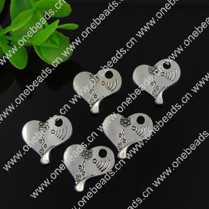 Pendant. Fashion Zinc Alloy jewelry findings. Heart 17.5x18.5mm. Sold by Bag