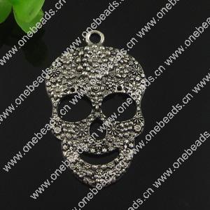 Pendant. Fashion Zinc Alloy jewelry findings. Skeleton 49x30mm. Sold by Bag