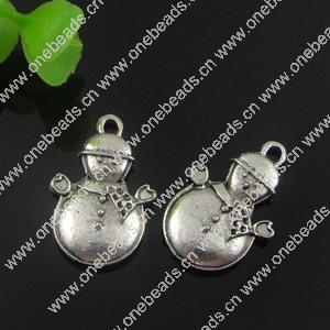 Pendant. Fashion Zinc Alloy jewelry findings. Snowman 24x14mm. Sold by Bag