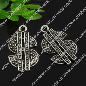 Pendant. Fashion Zinc Alloy jewelry findings. Sign 16x26mm. Sold by Bag
