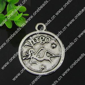 Pendant. Fashion Zinc Alloy jewelry findings. Flat Round 20x17mm. Sold by Bag