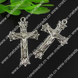 Pendant. Fashion Zinc Alloy jewelry findings. Cross 25x39mm. Sold by Bag
