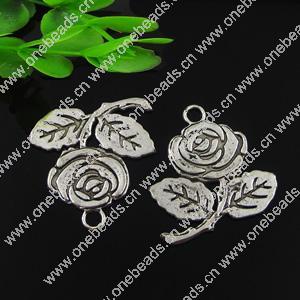 Pendant. Fashion Zinc Alloy jewelry findings. Flower 26.5x30mm. Sold by Bag