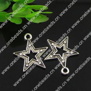 Pendant. Fashion Zinc Alloy jewelry findings. Star 14x17mm. Sold by Bag