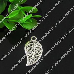 Pendant. Fashion Zinc Alloy jewelry findings. Leaf 10.5x18mm. Sold by Bag