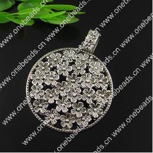 Pendant. Fashion Zinc Alloy jewelry findings. Flat Round 45x57mm. Sold by PC