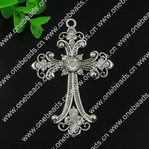 Pendant. Fashion Zinc Alloy jewelry findings. Cross 75x47mm. Sold by PC