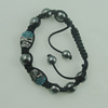 Fashion Bracelet, Cotton cord & zinc alloy Beads, Length:adjustable, Sold by Dozen