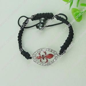 Fashion Bracelet, Cotton cord & zinc alloy findings, Length:adjustable, Sold by Dozen