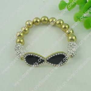 Fashion Bracelet, Glass Beads & zinc alloy findings, Length:adjustable, Sold by Dozen