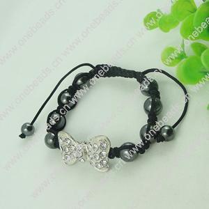 Fashion Bracelet, Cotton cord & zinc alloy Beads, Length:adjustable, Sold by Dozen