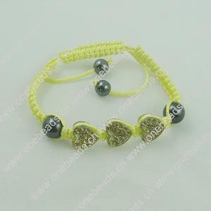 Fashion Bracelet, Cotton cord & zinc alloy Beads, Length:adjustable, Sold by Dozen