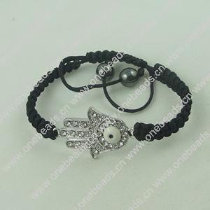 Fashion Bracelet, Cotton cord & zinc alloy findings, Length:adjustable, Sold by Dozen