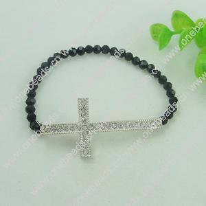 Fashion Bracelet, Glass Beads & zinc alloy findings, Length:adjustable, Sold by Dozen