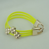 Fashion Bracelet, Leather cord & CCB Beads, Length: about 8.1-inch, Sold by Dozen
