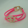 Fashion Bracelet, Leather cord & CCB Beads, Length: about 8.1-inch, Sold by Dozen
