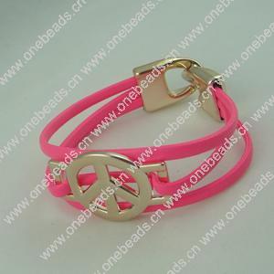 Fashion Bracelet, Leather cord & CCB Beads, Length: about 8.1-inch, Sold by Dozen