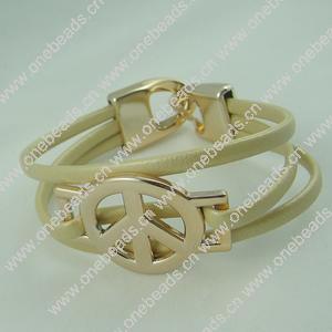 Fashion Bracelet, Leather cord & CCB Beads, Length: about 8.1-inch, Sold by Dozen