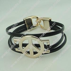 Fashion Bracelet, Leather cord & CCB Beads, Length: about 8.1-inch, Sold by Dozen