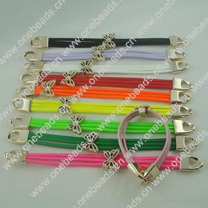 Fashion Bracelet, Leather cord & CCB Beads, Length: about 8.1-inch, Sold by Dozen