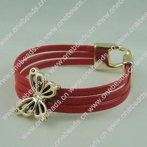 Fashion Bracelet, Leather cord & CCB Beads, Length: about 8.1-inch, Sold by Dozen