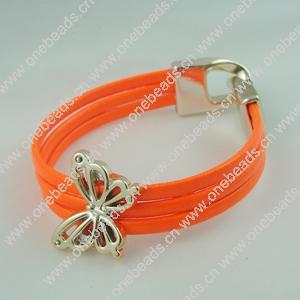 Fashion Bracelet, Leather cord & CCB Beads, Length: about 8.1-inch, Sold by Dozen