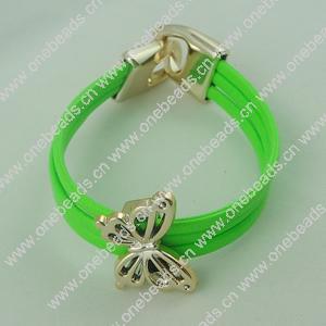 Fashion Bracelet, Leather cord & CCB Beads, Length: about 8.1-inch, Sold by Dozen