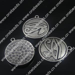 Pendant. Fashion Zinc Alloy Jewelry Findings. Flat Round 27x30mm. Sold by Bag 