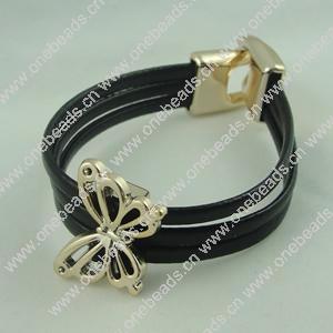 Fashion Bracelet, Leather cord & CCB Beads, Length: about 8.1-inch, Sold by Dozen