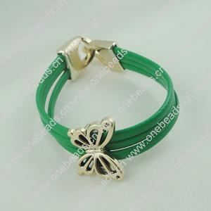 Fashion Bracelet, Leather cord & CCB Beads, Length: about 8.1-inch, Sold by Dozen