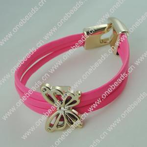 Fashion Bracelet, Leather cord & CCB Beads, Length: about 8.1-inch, Sold by Dozen
