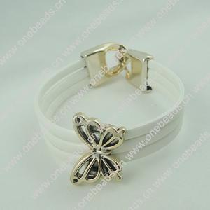 Fashion Bracelet, Leather cord & CCB Beads, Length: about 8.1-inch, Sold by Dozen