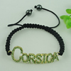 Fashion Bracelet, Cotton cord & zinc alloy findings, Length:adjustable, Sold by Dozen
