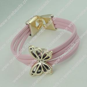 Fashion Bracelet, Leather cord & CCB Beads, Length: about 8.1-inch, Sold by Dozen