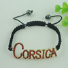 Fashion Bracelet, Cotton cord & zinc alloy findings, Length:adjustable, Sold by Dozen
