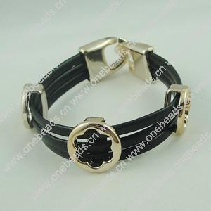 Fashion Bracelet, Leather cord & CCB Beads, Length: about 8.1-inch, Sold by Dozen