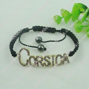 Fashion Bracelet, Cotton cord & zinc alloy findings, Length:adjustable, Sold by Dozen