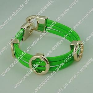 Fashion Bracelet, Leather cord & CCB Beads, Length: about 8.1-inch, Sold by Dozen