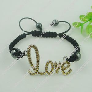 Fashion Bracelet, Cotton cord & zinc alloy findings, Length:adjustable, Sold by Dozen