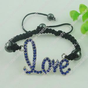 Fashion Bracelet, Cotton cord & zinc alloy findings, Length:adjustable, Sold by Dozen