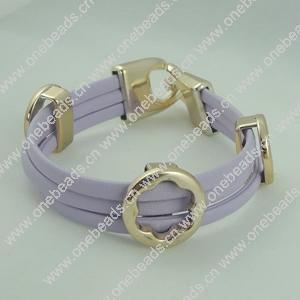 Fashion Bracelet, Leather cord & CCB Beads, Length: about 8.1-inch, Sold by Dozen