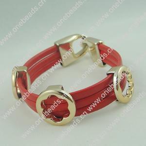 Fashion Bracelet, Leather cord & CCB Beads, Length: about 8.1-inch, Sold by Dozen