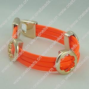 Fashion Bracelet, Leather cord & CCB Beads, Length: about 8.1-inch, Sold by Dozen