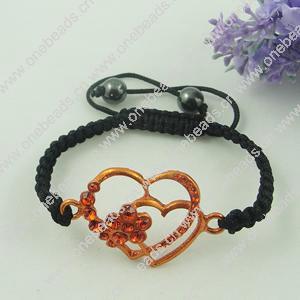 Fashion Bracelet, Cotton cord & zinc alloy findings, Length:adjustable, Sold by Dozen