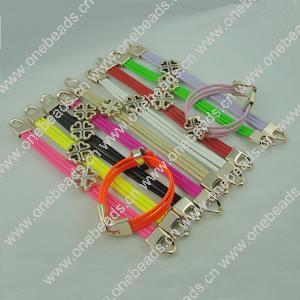 Fashion Bracelet, Leather cord & CCB Beads, Length: about 8.1-inch, Sold by Dozen