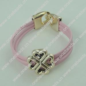 Fashion Bracelet, Leather cord & CCB Beads, Length: about 8.1-inch, Sold by Dozen