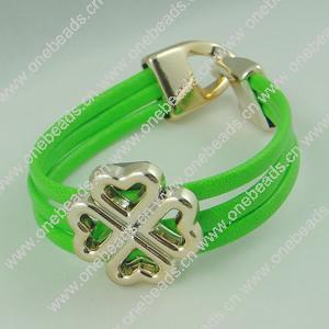 Fashion Bracelet, Leather cord & CCB Beads, Length: about 8.1-inch, Sold by Dozen