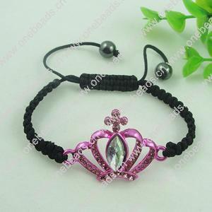 Fashion Bracelet, Cotton cord & zinc alloy findings, Length:adjustable, Sold by Dozen