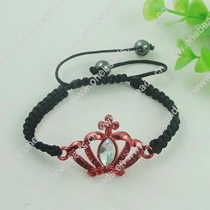 Fashion Bracelet, Cotton cord & zinc alloy findings, Length:adjustable, Sold by Dozen